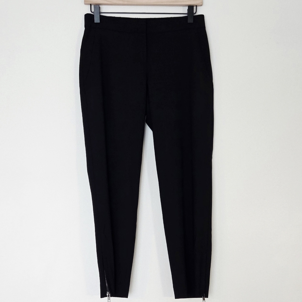 Theory Black Wool Blend Slim Tailored Ankle Zip Pants Womens Size 2